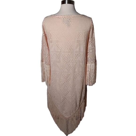 Charleston Long Fringe Gatsby Dress Step in Style Lace Beige Lines Small - Picture 4 of 14
